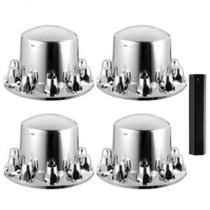 VEVOR Cubiertas de Eje Trasero Abovedado para Camión Semirremolque, Resistentes a la Oxidación con Revestimiento de ABS, Ajuste Universal, Herramienta de Instalación Incluida, ? 354 x 220 mm, Plata