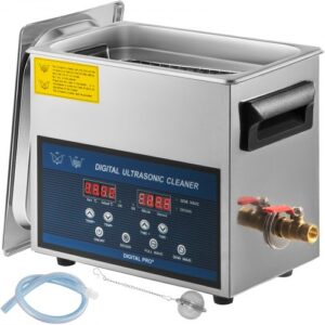 VEVOR 6L Limpiador Ultrasónico, para Joyas, Gafas, Lentes, Vajilla, Limpieza Ultrasónica Profesional, Tamaño de 32 x 17,8 x 31,2 cm Limpiador de Acero Inoxidable, Tiempo de Trabajo de 0-99 minutos