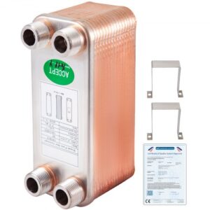 VEVOR Intercambiador de Calor 30 Placas Intercambiador Calor Térmico 10 " x 5 " x 6 " Acero Inoxidable 316L Termocambiador Placas Adecuado para Industria HVAC/Láctea/Alimentos/Bebida /Refrigeración
