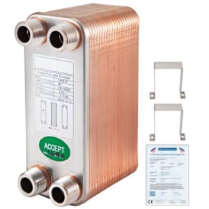 VEVOR Intercambiador de Calor de 40 Placas Soldadas para Calefacción 3/4 "MNPT