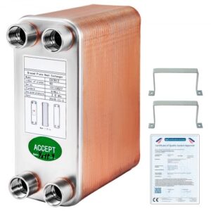 VEVOR Intercambiador de Calor de 60 Placas para La Industria HVAC Industria Láctea / Alimentos / Bebidas para Calefacción Adecuado, Industria de Refrigeración, Etc
