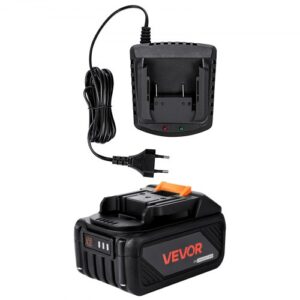 VEVOR Batería Portátil y Cargador para Sierras de Cinta, Batería de Iones de Litio Capacidad de 4000 mAh Autonomía Extendida Compatible con Herramientas de la Serie para Reemplazo y Carga Rápida
