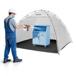VEVOR Cabina de Pintura Portátil, Área de Trabajo 295 x 292 x 202 cm, Impermeable, Tela Oxford 210D, con Suelo Integrado y Puerta Enrollable para Armarios, Sillas y Mesas, para Proyectos Fluidos