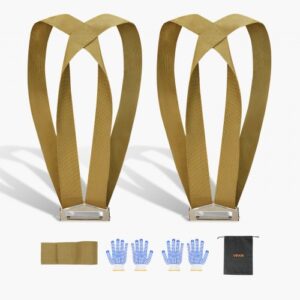 VEVOR Correas de Elevación Ajustables, Soporta hasta 453,6 kg, Sistema de Elevación y Transporte para 2 Personas, Correas de Hombro para Muebles, Electrodomésticos y Colchones, Cinturón Simple