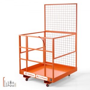 VEVOR Jaula de Seguridad para Montacargas 1225 x 1148 mm, Carga 635 kg, con Ruedas, Panel de Malla, Plataforma de Trabajo de Acero con Pasadores de Bloqueo para Carretilla Elevadora, Trabajo en Altura