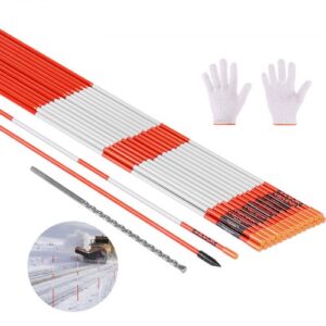 VEVOR Marcadores de Entrada, 20 PCS de ? 8 x 1220 mm Reflectores de Alta Visibilidad con Brocas de Acero de 30 cm Bastones Reflectantes de Fibra de Vidrio para Nieve, Estacionamientos, Pasarelas