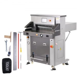 VEVOR Cortadora eléctrica Ancho de corte 660,4 mm Espesor 80 mm Cortador de papel hidráulico Cortador de papel de 800 hojas con pantalla táctil de 17,78 cm características de seguridad para imprenta
