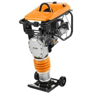 VEVOR Compactador de Gato de Salto Apisonador Vibratorio 6,5 HP con Motor de 196cc a Aombustible Fuerza de Impacto de 1632 kg para Suelo, Grava, Cimientos, Losas de Hormigón, 740 x 465 x 1080 mm