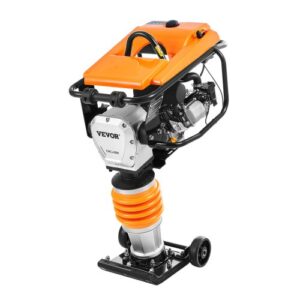 VEVOR Compactador de Gato de Salto Apisonador Vibratorio de 6,5 HP con Motor de 196 cc a Combustible 4 Resortes Profundidad Máxima de Compactación de 66 cm para Suelo, Grava, Losas de Hormigón