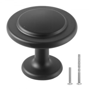 VEVOR Pomos para Armario, 30 uds, 3 cm, Aleación de Zinc, Forma de Hongo, con Tornillos, Resistente al Desgaste y a la Deformación, para Cómodas, Armarios y Alacenas, Color Negro, Ø 31 x 27 mm