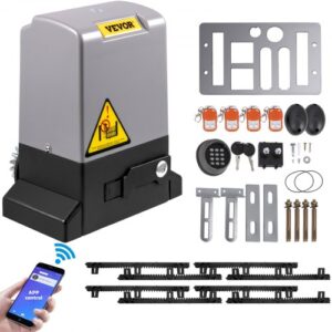 VEVOR Abridor de Puerta Corredera 1800 kg Automático 4 m con 4 Controles Remotos y Control de APP Operador de Portón Eléctrico para Pasillo Enrollable Sistema de Seguridad para Operador de Portón