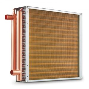 VEVOR Intercambiador de calor agua a aire, 16"x 16" con 3 filas de puertos de cobre de 3/8", 193 intercambiador de calor de aletas de aluminio para hornos de madera al aire libre, calefacción y refrigeración residencial y calefacción de aire forzado