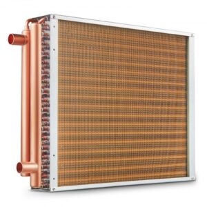 VEVOR Intercambiador de calor agua a aire, 18"x 20" con puertos de cobre de 3 filas de 3/8", intercambiador de calor de 242 aletas de aluminio para hornos de madera al aire libre, calefacción y refrigeración residencial y calefacción de aire forzado
