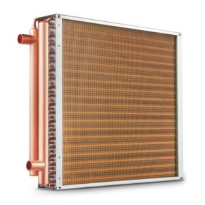 VEVOR Intercambiador de calor agua a aire, 20 x 20 pulgadas con puertos de cobre de 3 filas de 3/8 pulgadas, intercambiador de calor de 242 aletas de aluminio para hornos de madera al aire libre, calefacción y refrigeración residencial y calefacción de aire forzado