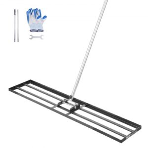 VEVOR Rastrillo Nivelador de Césped con Mango, Placa de Suelo de 254 x 1219 mm, Nivelador de Suelo de Acero al Carbono Resistente a la Oxidación, 2 Alturas Ajustables, para Cancha de Golf, Patio