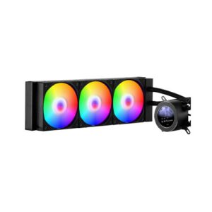 VEVOR Enfriador de Líquido para CPU, 3 Ventiladores y Bomba PWN de 120 mm, Enfriador de Agua para CPU con Pantalla LCD de 2,1" y Luz ARGB, para Intel 115X/1366/2011/1700/1200, AMD AM4/AM5, Negro