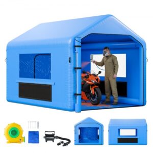 VEVOR Cabina de Pintura Inflable 4 x 3 x 2,8 m, Tienda de Pintura con Soplador y Sistema de Filtro de Aire, Techo Triangular, para Pintar Bicicletas, Motocicletas, Chapa Metálica Automotriz, Azul