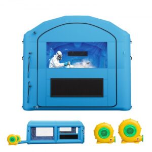 VEVOR Cabina de Pintura Hinchable 6 x 3 x 2,5 m Sopladores de 550 W y 750 W, Cabina de Pulverización Portátil con Sistema de Filtración, Bolsa de Almacenamiento, Pinturas para Motos Muebles, Azul