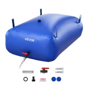 VEVOR ?Vejiga del Almacenamiento de Agua con Válvula 300 L, Bolsa de Agua de PVC Doble Capa 1000D, Portátil y Plegable, Resistente a Fugas, para Autocaravanas, Camiones, Uso en Exteriores, Azul