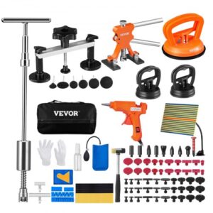VEVOR 107 PCS Kit de Reparación de Abolladuras sin Pintura con Elevador Dorado, Extractor de Puente, Martillo Deslizante Extractor de Abolladuras Ventosa Extractor de Abolladuras para Automóviles