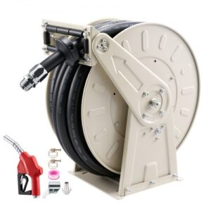 VEVOR Carrete de Manguera de Combustible de 25,4 x 15000 mm 300 PSI, con Resorte de Trinquete, Giro Automático, Base de Acero, Enrollador de Manguera Retráctil para Taller Diésel Estación de Servicio