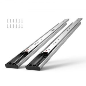 VEVOR Guías para Cajones 10 Pares Guías para Cajones de Bolas 457,2 mm Cierre Suave y Silencioso 45,4 kg Riel Guía de Acero de Montaje Lateral Extensión Completa para Estante de Gabinete de Cocina