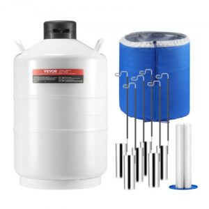 Tanque de nitrógeno líquido VEVOR, contenedor de nitrógeno líquido de aleación de aluminio de 20 L, Dewar de tanque LN2 con 6 botes y bolsa de transporte con correas, tanque criogénico para la industria de la belleza, conservación de semen, científico