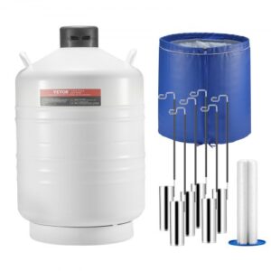 Tanque de nitrógeno líquido VEVOR, contenedor de nitrógeno líquido de aleación de aluminio de 30 L, Dewar de tanque LN2 con 6 botes y bolsa de transporte con correas, tanque criogénico para la industria de la belleza, conservación de semen, científico