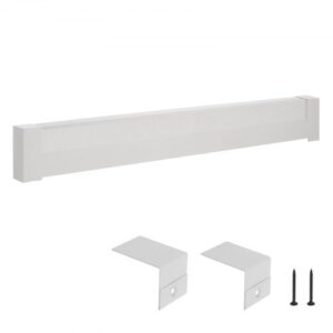 VEVOR Cubierta Frontal Estándar para Zócalo de Radiadores Eléctricos, Serie Básica, 1526 x 80 x 193 mm, Cubierta de Repuesto de Acero Resistente, para Dormitorio, Agujero Medio Abierto, Blanco
