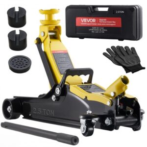 VEVOR Gato de Perfil Bajo Capacidad de 2,5 t, Gato Hidráulico de Acero con Bomba de Elevación Rápida de Un Solo Pistón, Rango de Elevación 85-320 mm, con Estuche de Transporte, para SUV, Vehículos