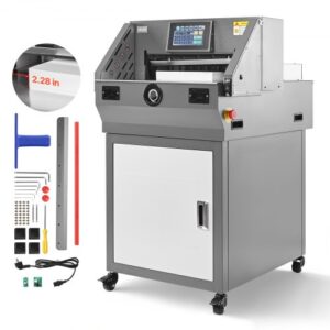 VEVOR Cortadora de Papel Eléctrica, Ancho de Corte 457 mm, Grosor de Corte 58 mm, con Función Infrarroja y Cuchilla de Repuesto, 1000 W, 680 x 850 x 1185 mm, para Imprentas, Colegios y Oficinas