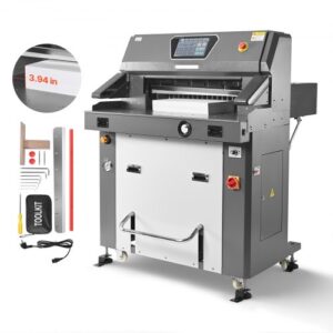 VEVOR Cortadora de Papel Eléctrica Hidráulica de Alto Rendimiento, 66 cm de Ancho de Corte, 10 cm de Grosor de Corte, Guillotina Eléctrica Grande con Función Infrarroja y Cuchilla de Repuesto