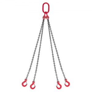 VEVOR Polipasto de Cadena, Eslinga de Cadena de 4 Ganchos de 6,3 mm x 1,5 m, Aleación de Acero G80 de Alta Resistencia, Capacidad de 2993 kg, para Asegurar y Remolcar Cargas, 1780 x 295 x 50 mm