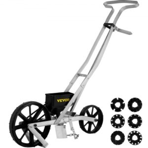 VEVOR Sembradora Manual Aluminio ABS Esparcidor de Semillas 1 Hilera Altura 78-84 cm Sembradora Manual Monofila con 6 Placas de Semillas Sembradora Manual de Precisión 2 Ruedas 5 cm 6 cm para Cultivo