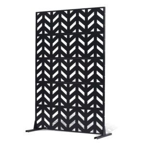 VEVOR Mampara de Privacidad de Metal de 120 x 50,8 x 183 cm con Soporte, Mamparas y Paneles de Privacidad Independiente para Exteriores de 5 Paneles para Jardín, Balcón, Patio, Habitación, Negro