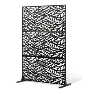 VEVOR Mampara de Privacidad de Metal de 120 x 50,8 x 183 cm con Soporte, Mamparas y Paneles de Privacidad Independiente para Exteriores de 3 Paneles para Jardín, Balcón, Patio, Habitación, Negro