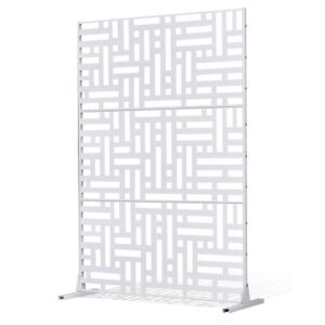 VEVOR Mampara de Privacidad de Metal de 120 x 50,8 x 193 cm con Soporte, Mamparas y Paneles de Privacidad Independiente para Exteriores de 3 Paneles para Jardín, Balcón, Patio, Habitación, Blanco