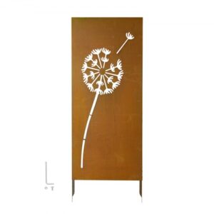 VEVOR Separador de Ambientes Metal, 61 x 160 cm, Biombo de Exterior, Patrón de Diente de León, Marco de Acero, Estacas de Tierra, Pantalla de Privacidad para Jardín Patio Terraza Pared, Marrón Óxido