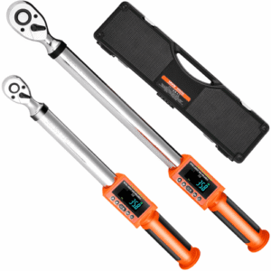 VEVOR 2 PCS Juego de Llaves Dinamométricas Digitales Accionamiento de 1/2" y 3/8" 72 Dientes ±2% de Precisión Llave Dinamométrica Electrónica con Valor Preestablecido, Zumbador y Notificación LED