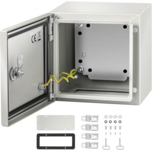 VEVOR Caja Eléctrica de Acero del Recinto de la Caja Eléctrica, 20x20x15 cm Acero al Carbono IP65