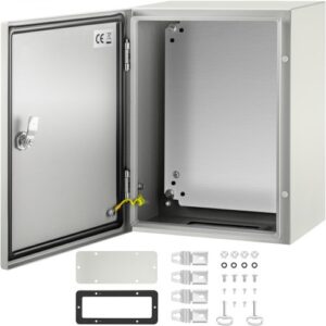 VEVOR Caja NEMA de Acero al Carbono 40 x 30 x 20 cm Caja de Gabinete Eléctrico NEMA 4X IP66 a Prueba de Agua y Polvo Caja de Conexiones Eléctricas para Exteriores e Interiores con Placa de Montaje