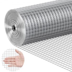 VEVOR Malla de Alambre Soldada 610 mm x 7,62 m Rollo de Malla de Alambre Galvanizado en Caliente 12,7x12,7 mm Valla de Alambre de Gallinero Calibre 19 para Jaulas de Conejos, Jardín, Roedores Pequeños