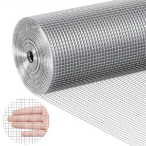 VEVOR Malla de Alambre Soldada 915mm x 30,48m Rollo de Malla de Alambre Galvanizado en Caliente 6,35x6,35 mm Valla de Alambre de Gallinero Calibre 23 para Jaulas de Conejos, Jardín, Roedores Pequeños