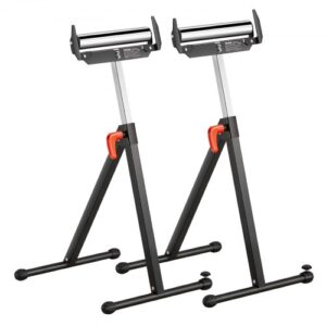 VEVOR 2 PCS Soporte con Rodillos, Carga de 113 kg Altura Ajustable 685,8-1092,2 mm con Cabezal de Rodillo de Acero Pulido, para Soporte de Extensión para Carpintería con Salida de Sierra de Mesa
