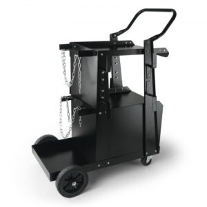 VEVOR Carro de Soldadura 2 Estantes con Armario con Cerradura Equipo de Soldadura Móvil 120 kg Carro con 2 Soportes para Bombonas de Gas para Soldadura Manual por Arco con Gas Protector