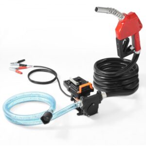 VEVOR Bomba Transferencia de Combustible 12V CC 15 GPM 1/4 HP Bomba de Transferencia de Diésel Eléctrica Portátil con Boquilla de Combustible Apagado Automático para Mezclas de Gasolina, Diésel
