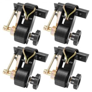 VEVOR Correas de Trinquete, para Portaequipajes de Escalera, 38 mm x 2,25 m, Montaje en Tubo Cuadrado Negro, con Ganchos Dobles en J, Capacidad de Carga de 226,8 kg, con Hebilla de Carga, 4 uds