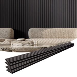 VEVOR Paneles Acústicos 2400x200 mm Paneles de Pared de Madera Decorativa MDF para Decoración de Paredes Interiores Paneles de Pared de Madera Sintética para Reducción de Ruido Roble Negro 4 Piezas