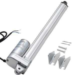 VEVOR Actuador Lineal de 12 V, 304,8 mm, IP65, Resistente al Agua, 3000 N, 5 mm/s de Movimiento con Soporte de Montaje para Seguidores Solares, Maquinaria Industrial y Abridores de Puertas, Plata