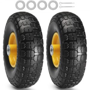 VEVOR Rueda plana de PU sólido 254 mm 2 Piezas carga dinámica 181,4 kg carga estática 204,1 kg neumáticos ruedas sin cámara para carretilla de mano, carro utilitario, vagones, remolques de jardín